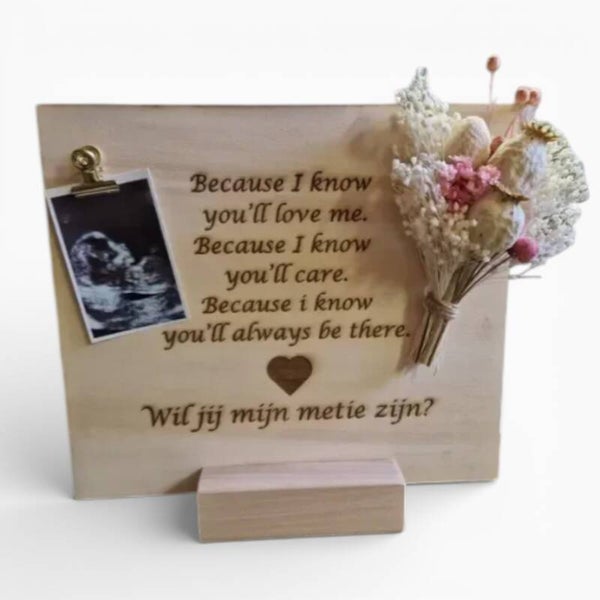 Plankje meter vragen met droogbloemen