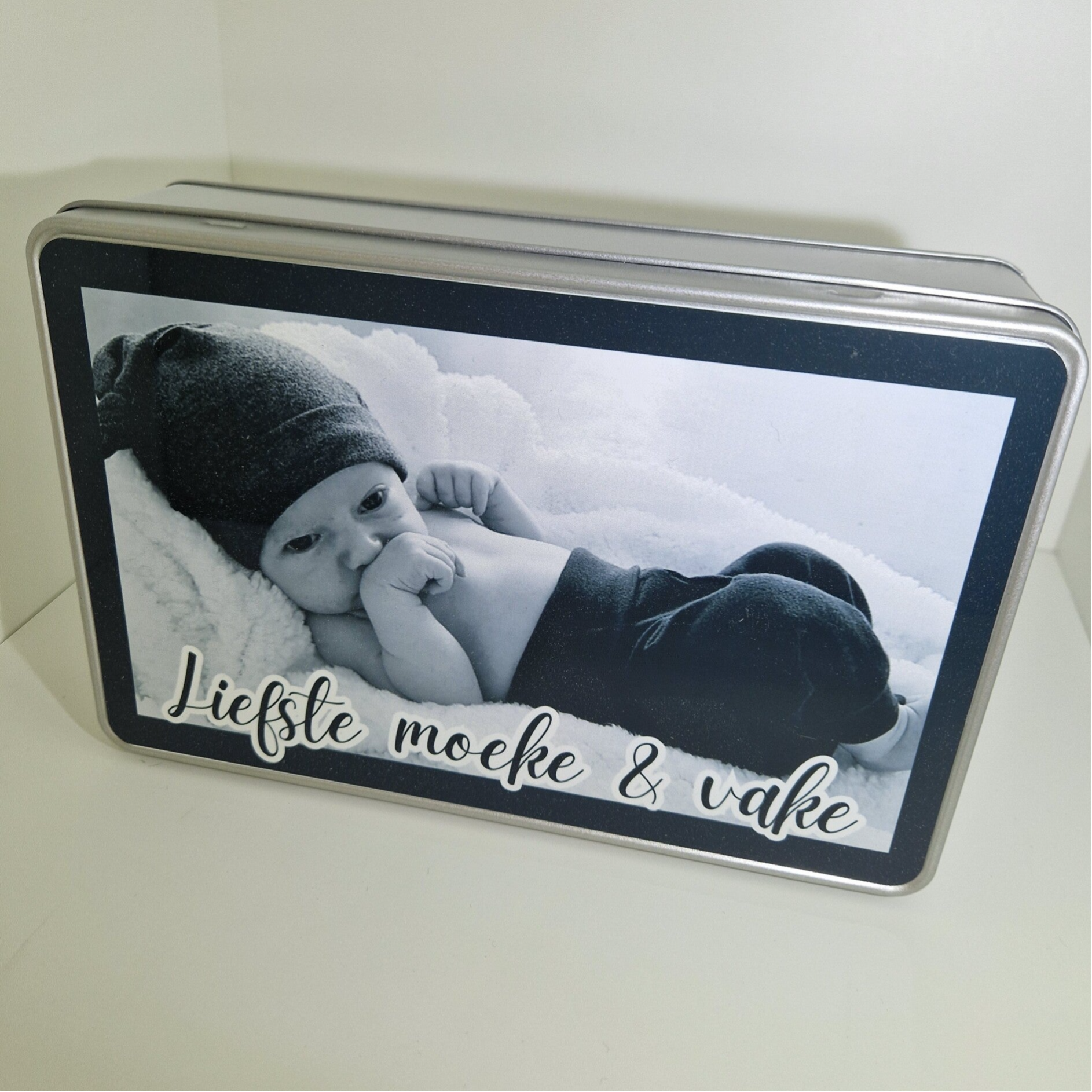 Metalen Koekjesblik met Naam & Foto – Personaliseerbaar Cadeau