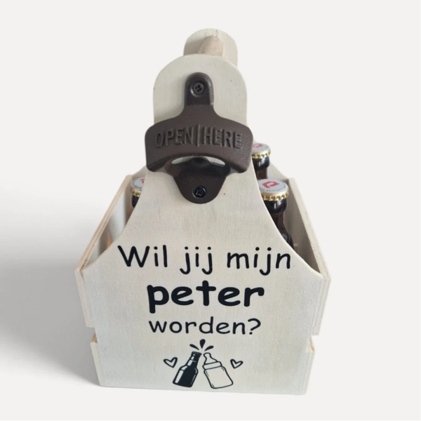 Bierkratje "Wil jij mijn peter worden?"