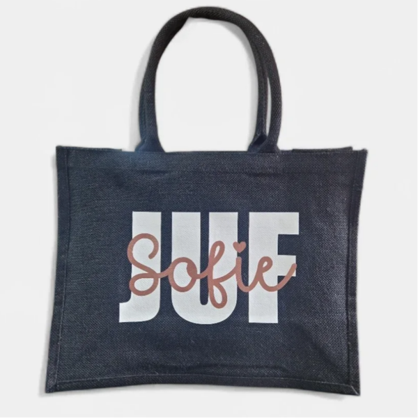 Juf tas gepersonaliseerd met naam