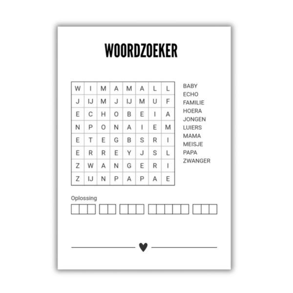Meter / peter vragen met woordzoeker kaart