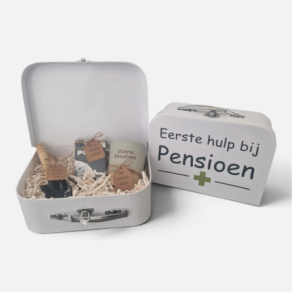 Gevuld pensioen cadeau koffertje – voor haar, hem of uniseks