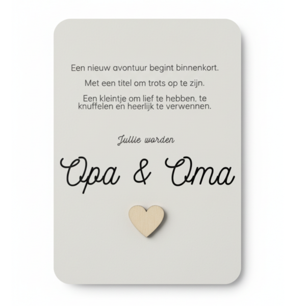 Aankondiging zwangerschap - kaart opa en oma