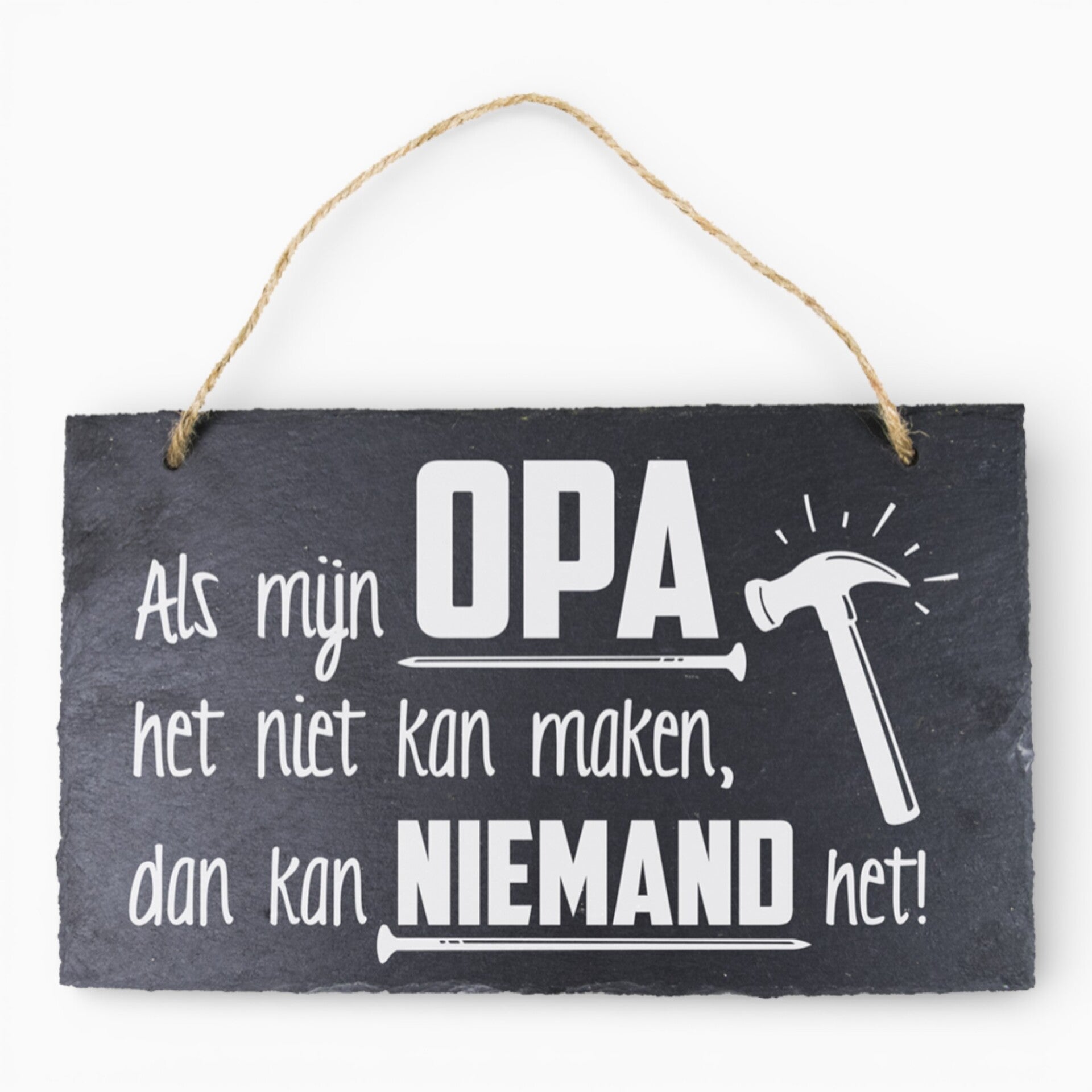 Leisteen bordje opa – cadeau voor handige opa