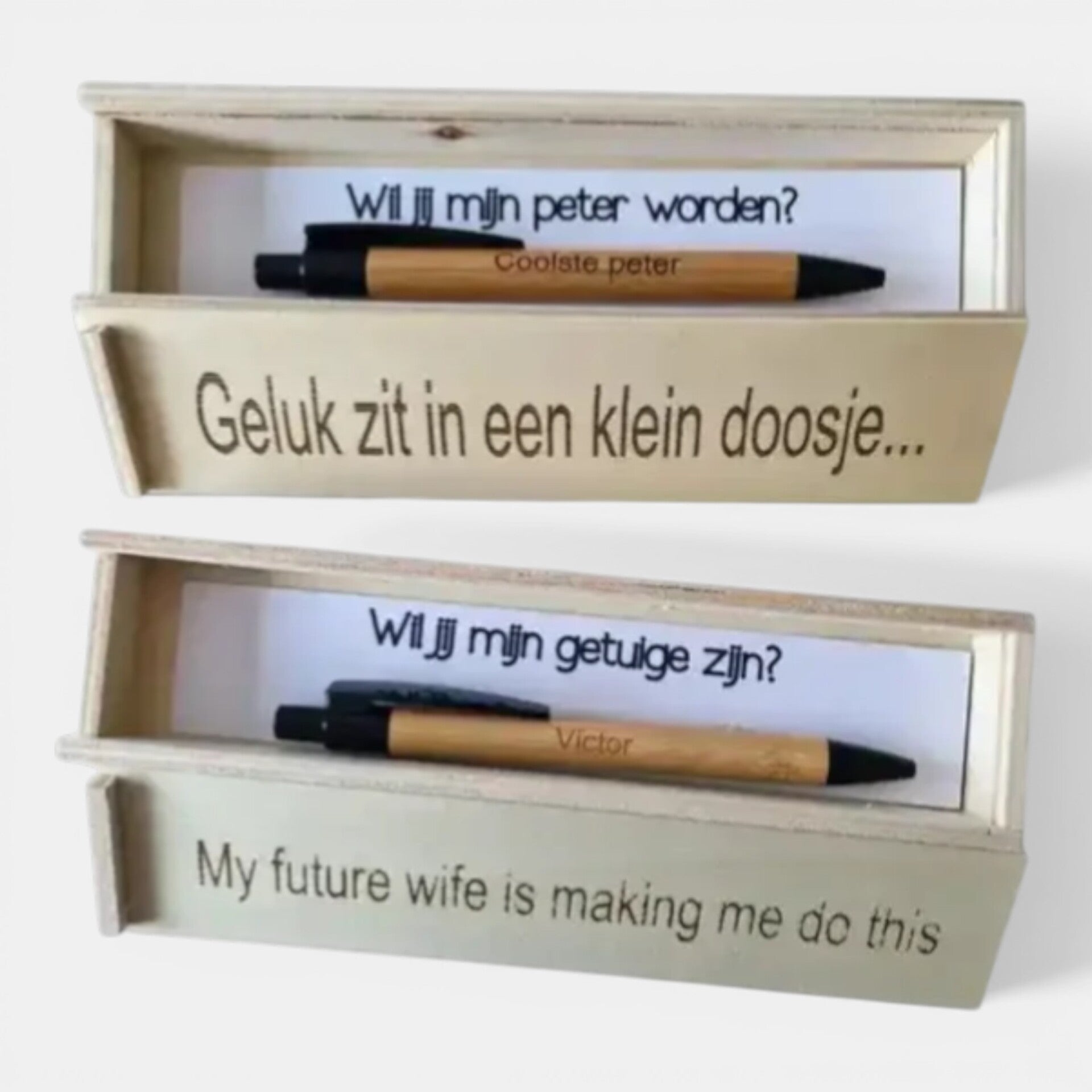 Houten doosje met pen