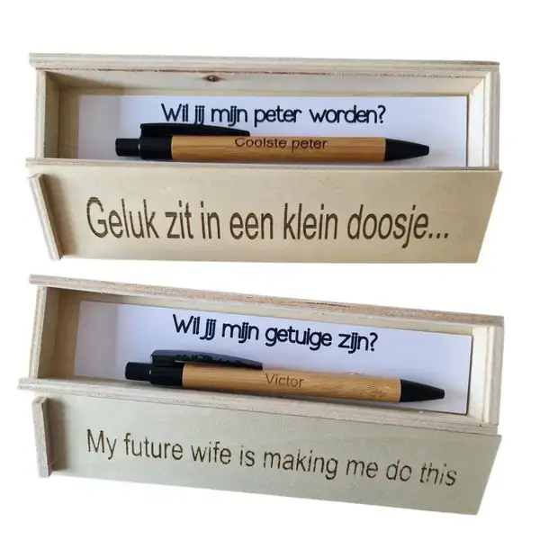Houten doosje met pen