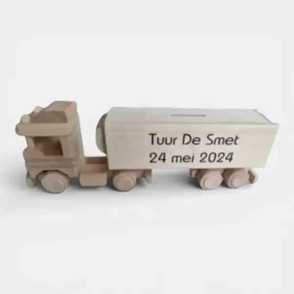 Vrachtwagen spaarpot met naam