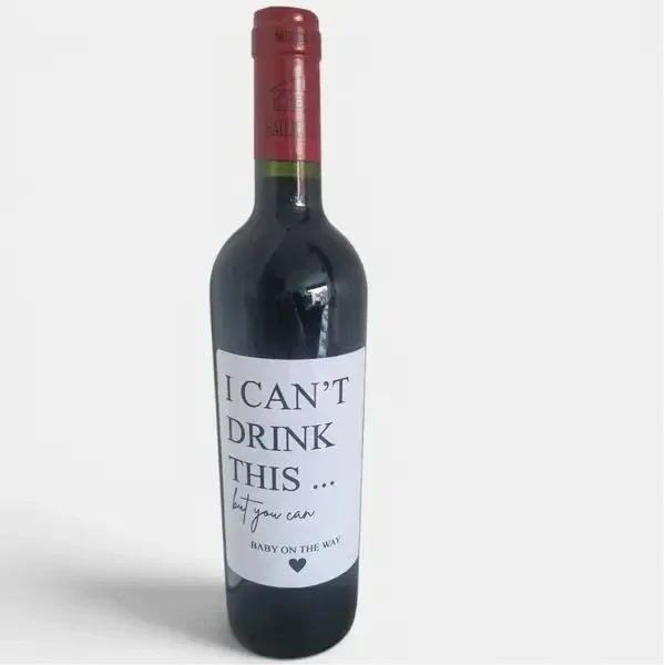 Wijnetiket zwangerschapsaankondiging – "I Can't Drink This"