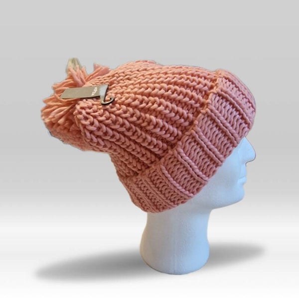 Strickmütze rosa mit Bommel