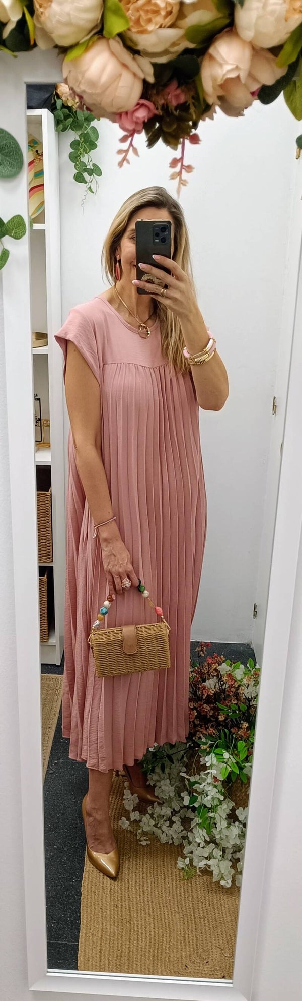VESTIDO PLISADO ROSA
