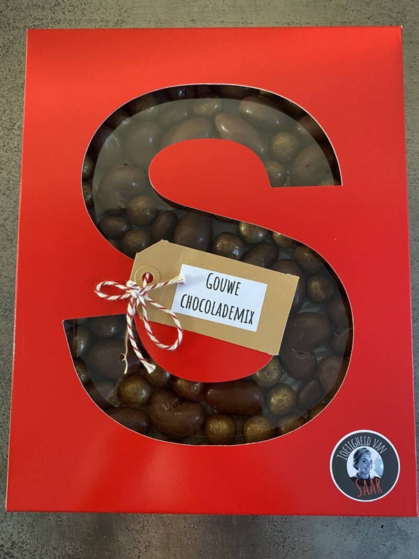 Gouwe chocolademix letter