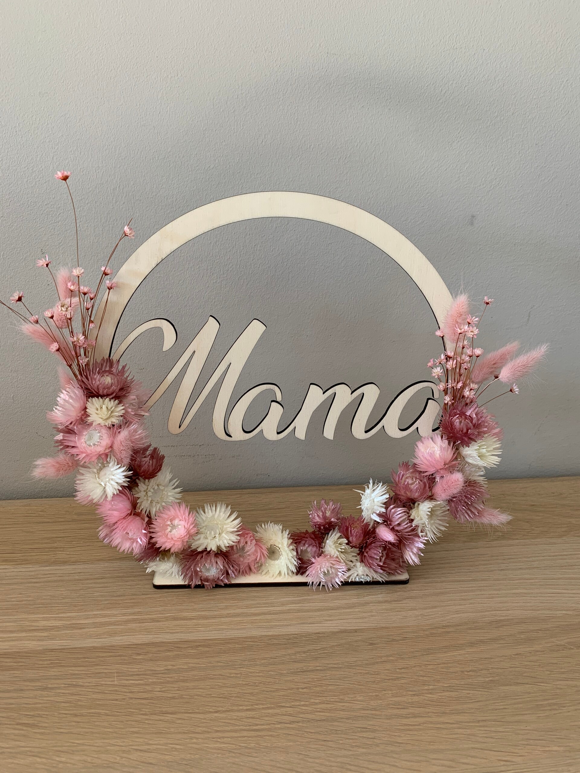 Hoepel in hout 29 cm met droogbloemen