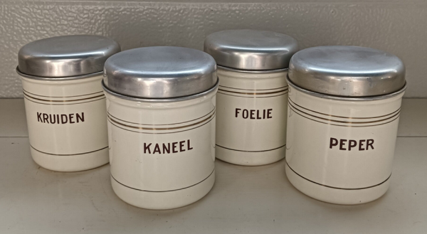 Emaille Kruidenbusjes Creme