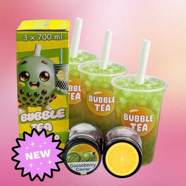 Bubble tea - complete set - Boba popping Kruisbes- Citroen siroop | DIY | 3x700ml
