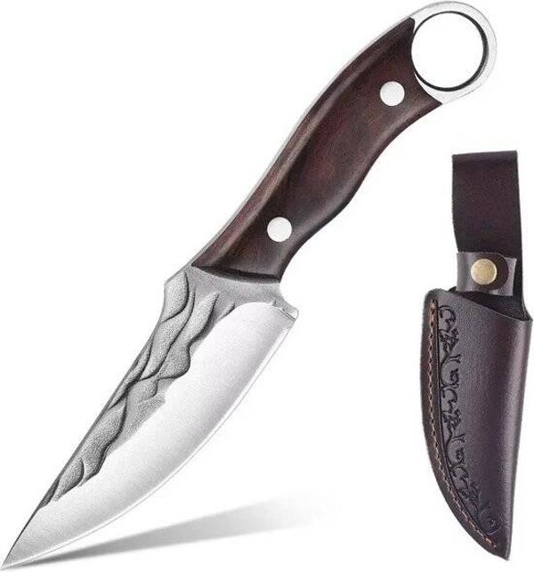 "FOXTER® Chef's Kitchen koksmes 31cm – Universeel koksmes/jachtmes met 13cm houten handvat en 4,5cm breed lemmet"