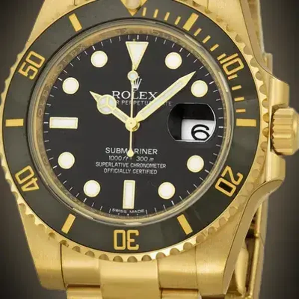 Rolex Submariner 116618 Black Dial, 18k Yellow Gold, 40.0 mm, Automatic Men's Watch
