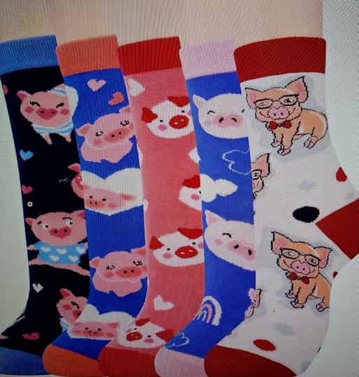 5 Paare Lustige Niedliche Schwein Grafik Mid Calf Socken