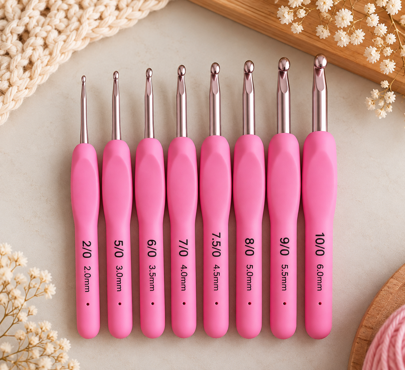 Pink Ergonomic Crochet Hook – 2.0–6.0 mm