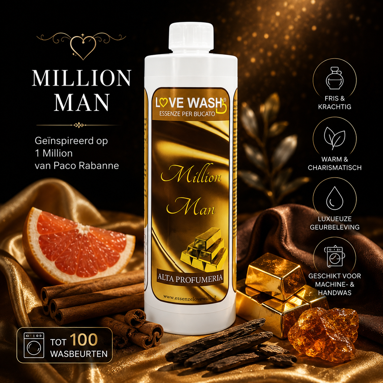 🖤 Million Man Wasparfum 250ML – Geïnspireerd op 1 Million Paco Rabanne