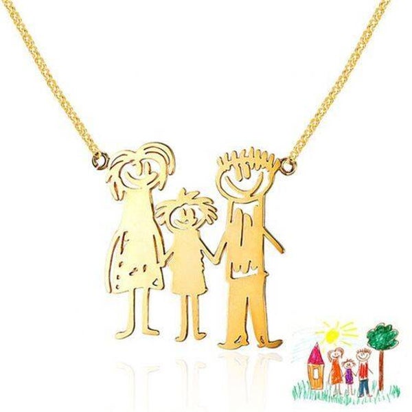 Collier dessins d'enfants en Argent 925