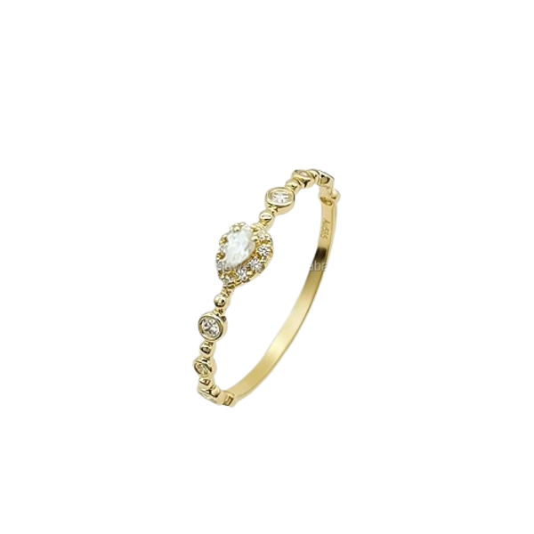 Bague Suzanne en Or 14 Carats, Zircon Cubique et diamant lacté
