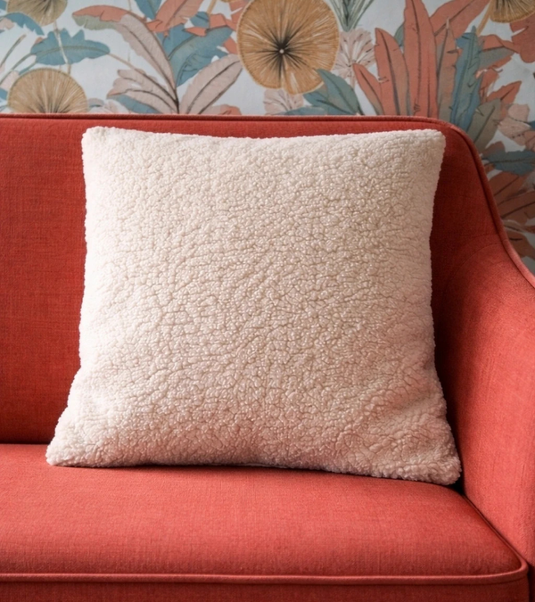 Coussin sherpa blanc cassé 40/40.