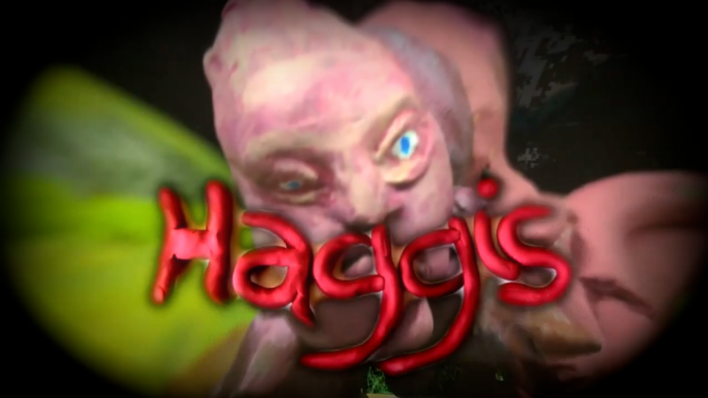 The monster HAGGIS from Judero.  Fleshy and pink elongated worm with legs and a human face.