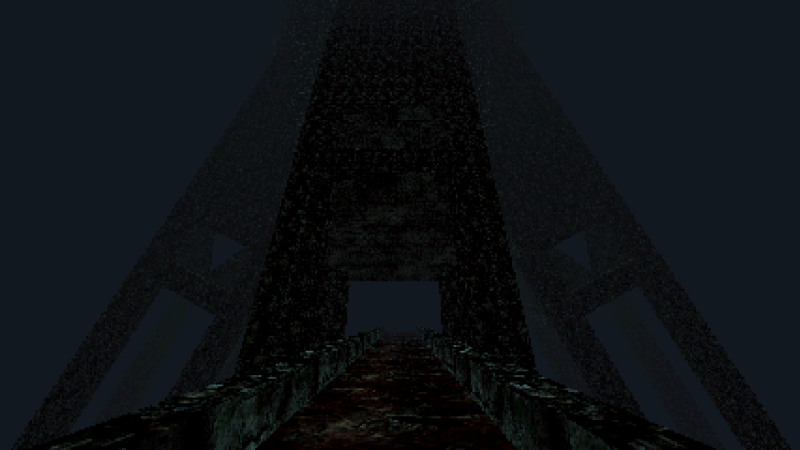 The most Silent Hill looking area of the game - a flesh and ichor covered walkway into the fog.