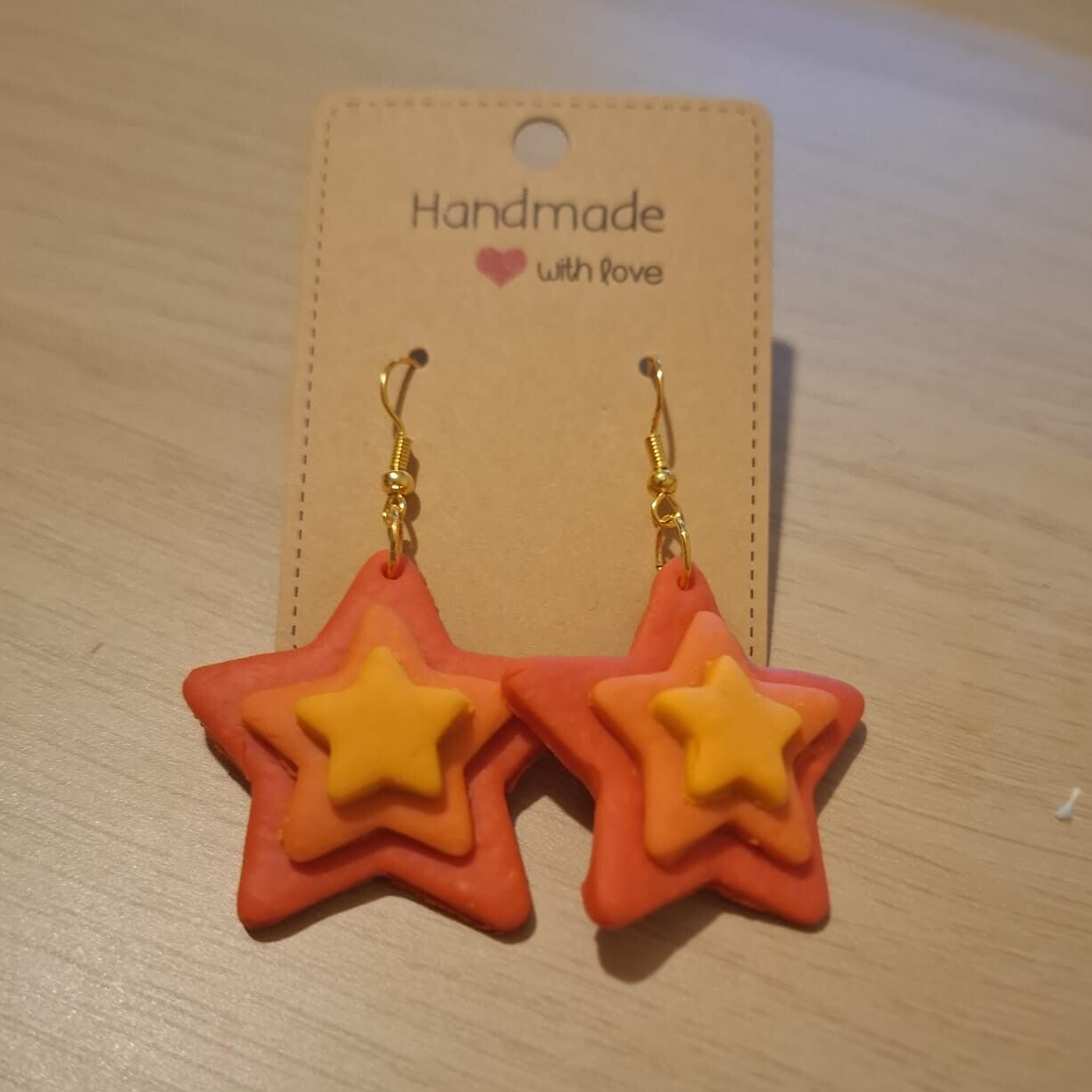 Clay Orange Star Earrings