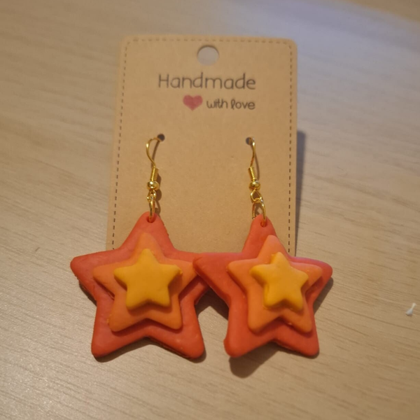 Clay Orange Star Earrings