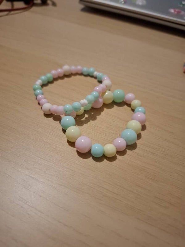 2 pastel bracelets.