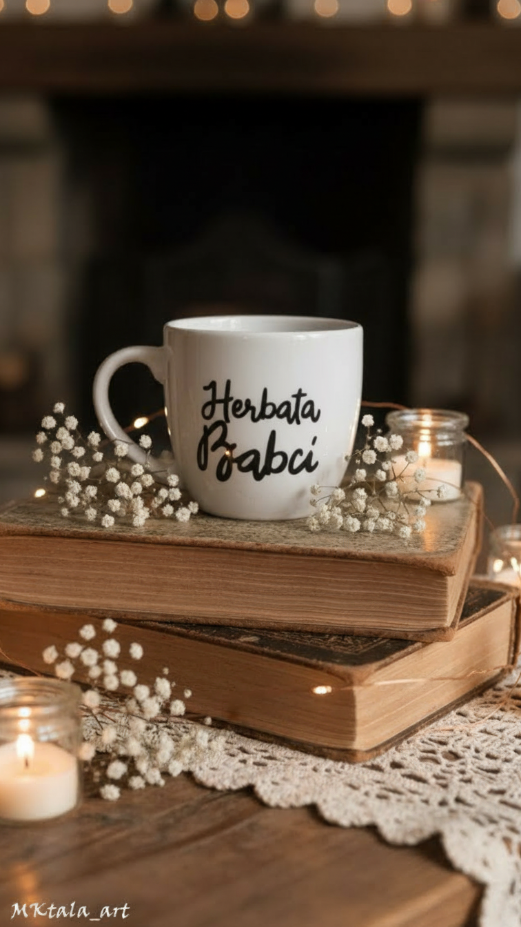 Ręcznie malowany kubek z motywem kwiatów, prezent na Dzień Mamy.