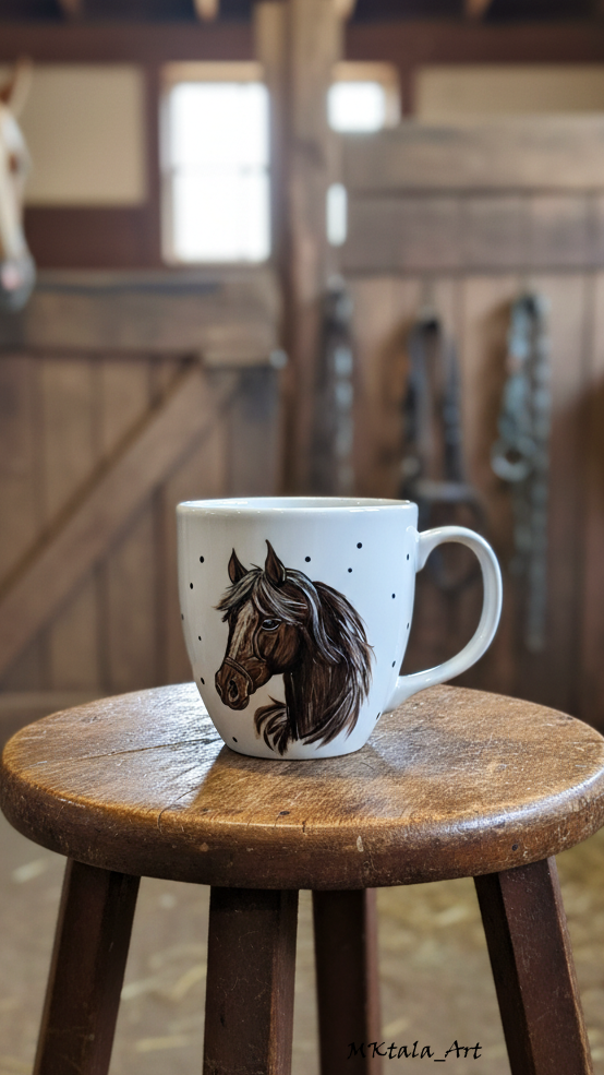 Porcelanowy kubek z ręcznie namalowanym jeżem, wyjątkowy i praktyczny.