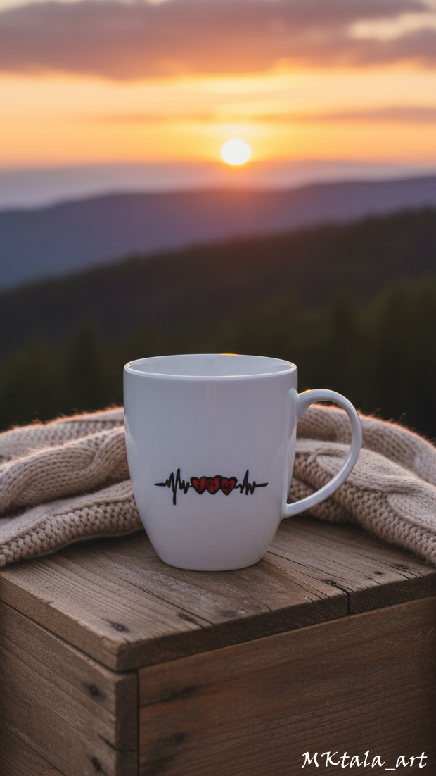 Kubek ręcznie malowany z motywem królika, idealny do domu i biura.