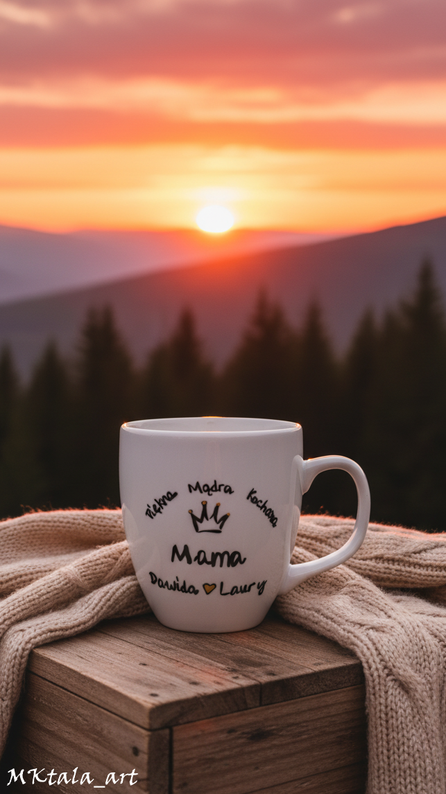 Ręcznie zdobiony kubek z napisem „Najlepszy Dziadek”, doskonały prezent na Dzień Dziadka.