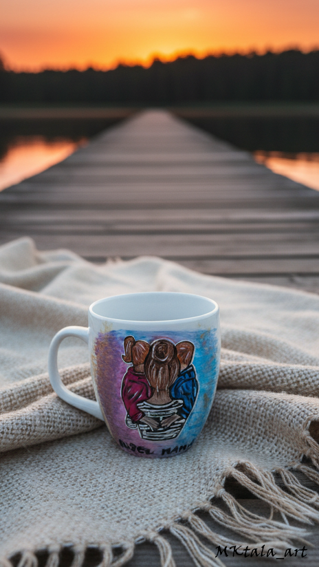 Kubek ręcznie malowany z napisem „Najlepsza mama”, prezent na Dzień Mamy.