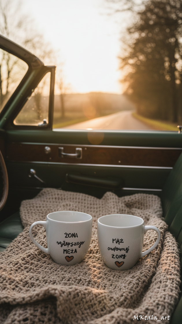 Porcelanowy kubek z motywem fioletowych kwiatów, idealny do relaksu przy herbacie.