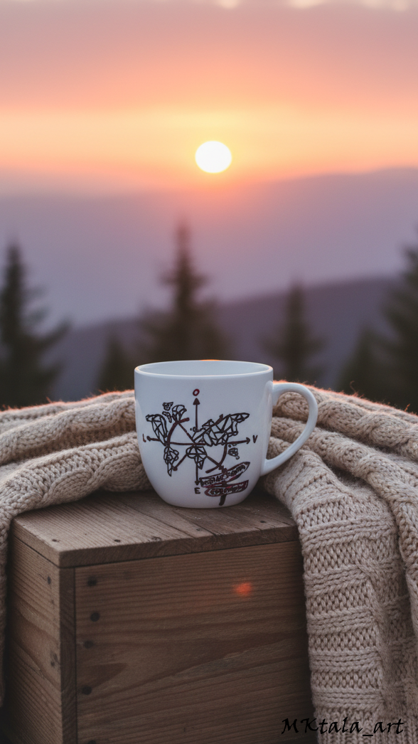 Ręcznie malowany kubek z motywem kwiatów, elegancki i wyjątkowy dla kobiet.