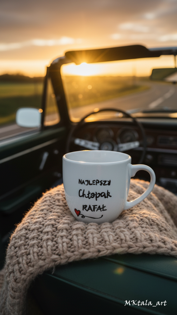 Kubek ręcznie zdobiony dla kibica ulubionego klubu piłkarskiego, męski i elegancki.