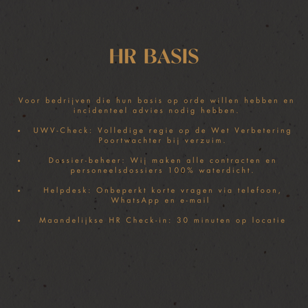 HR basis - De basis op orde