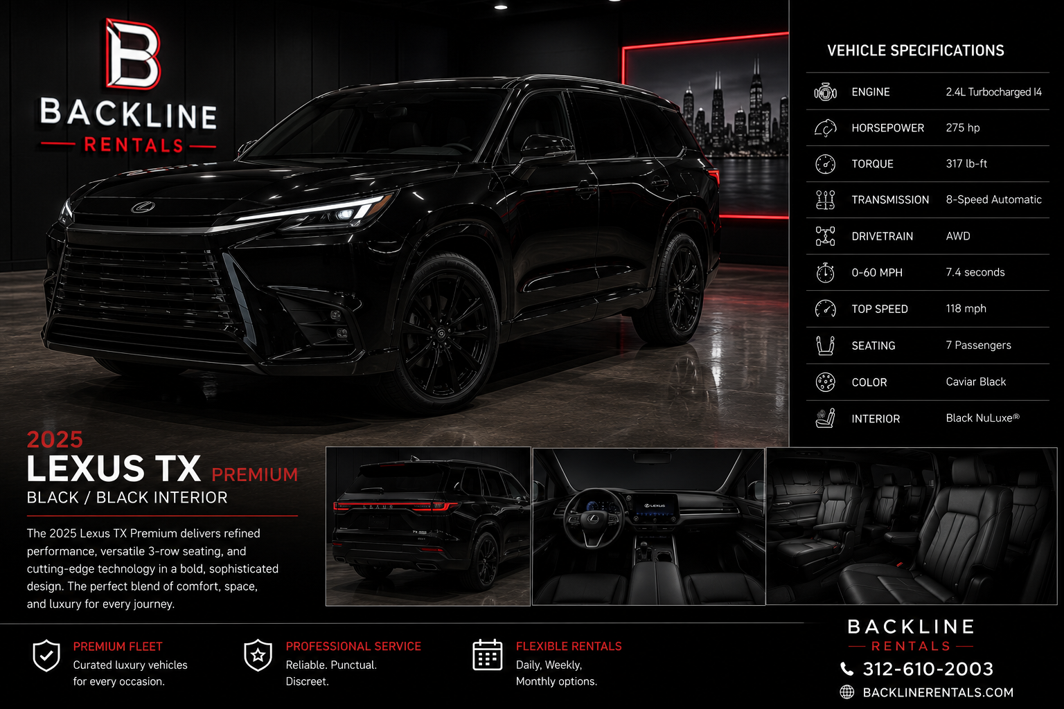 2025 Lexus TX Premium – Black / Black Interior
