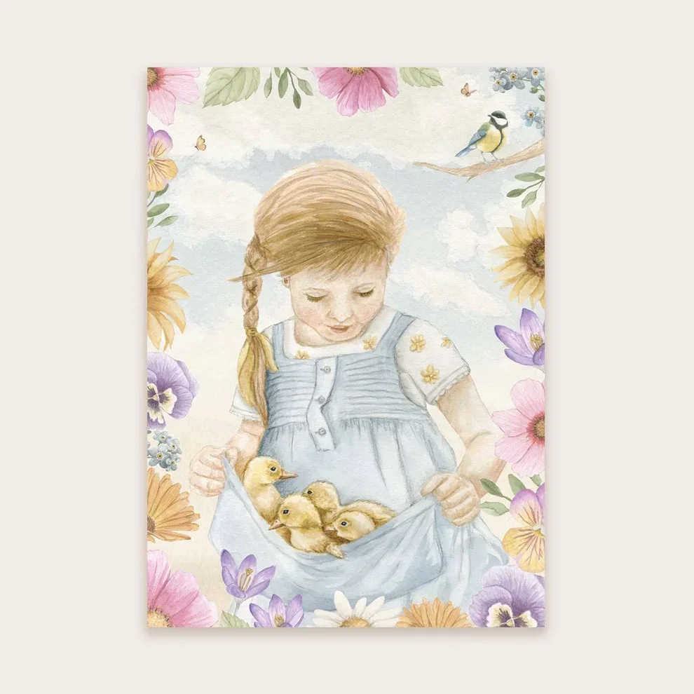 Ansichtkaart - Meisje met Eendjes