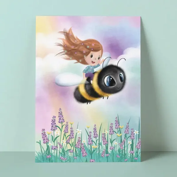 Ansichtkaart Op reis met hommel