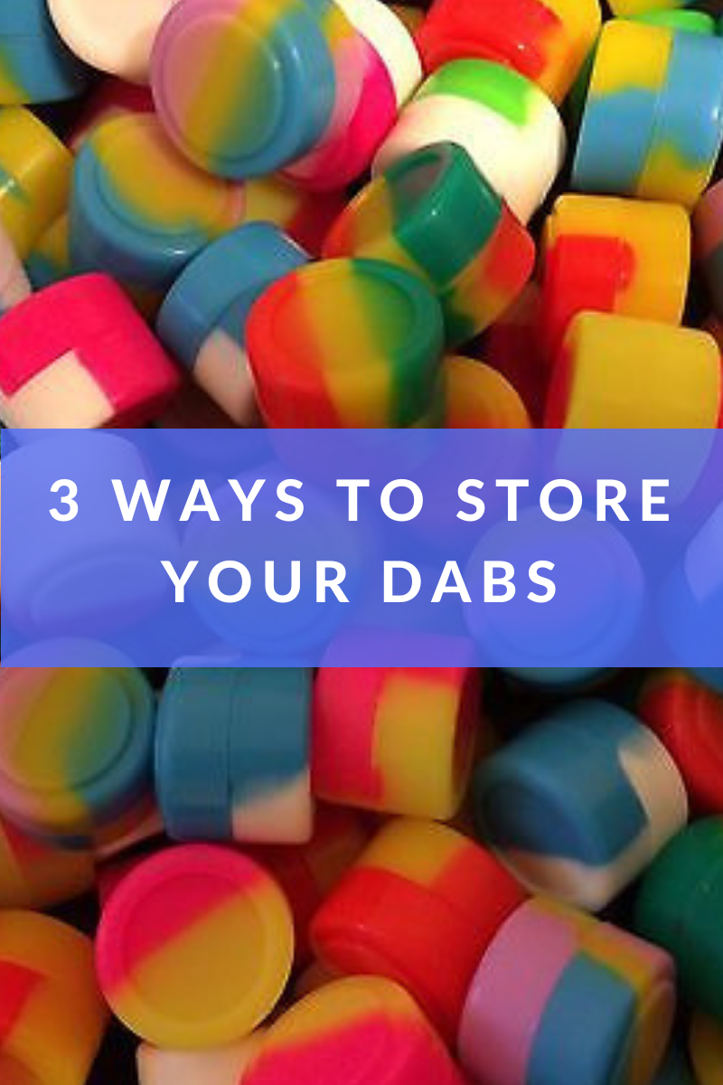Organized storage containers for cannabis concentrates including glass jars, silicone, and parchment paper.