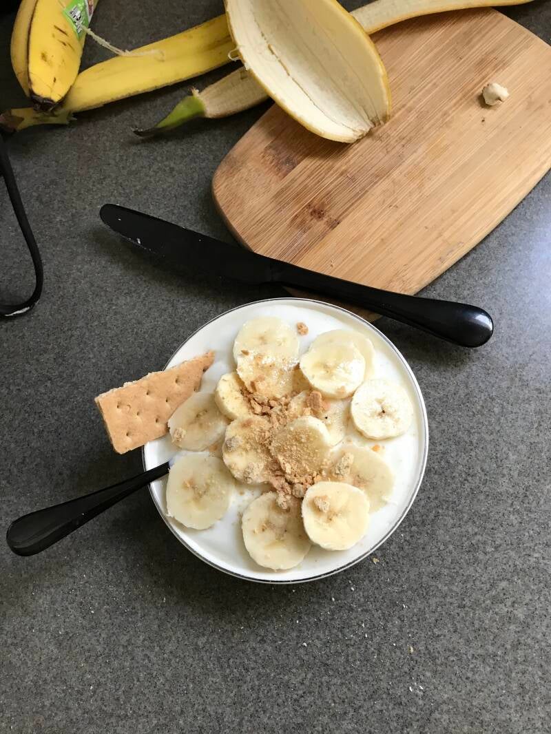 A refreshing bowl of Banana Vanilla Coconut Chai Cannabis Yogurt, perfect for cannabis edibles and Stoner Strategies enthusiasts