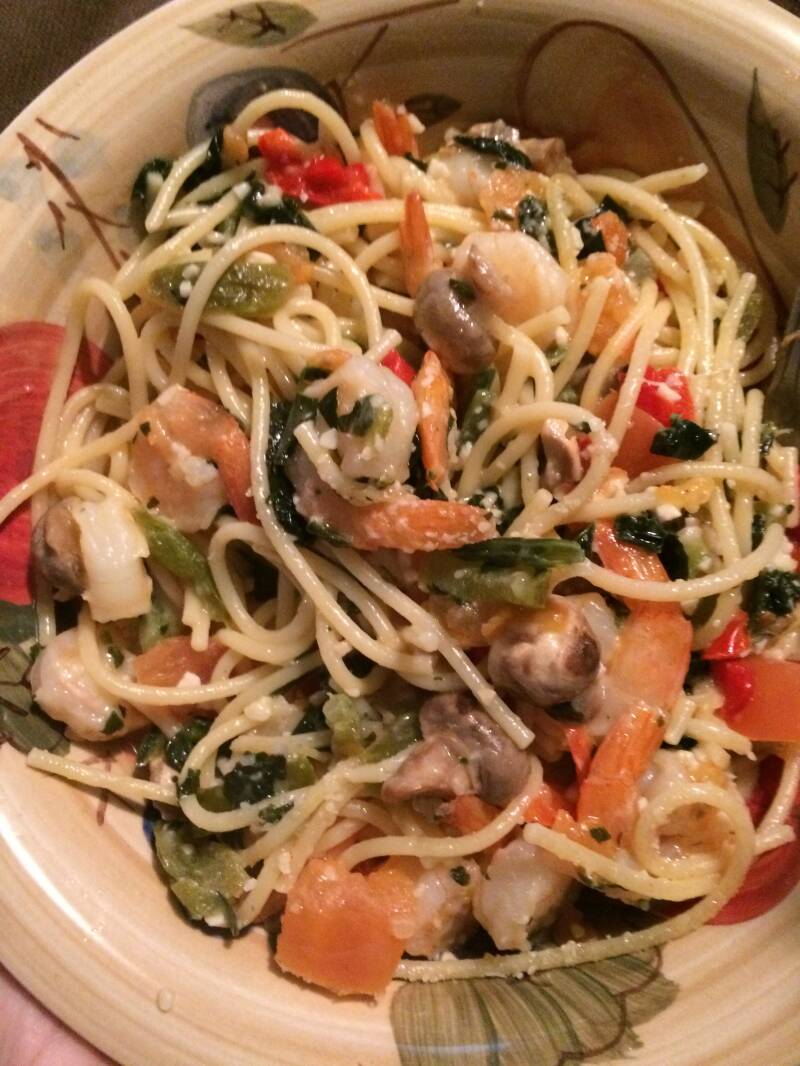 Cannabis Shrimp Mushroom Garlic Pepper Spinach Pasta, perfect for cannabis edibles and Stoner Strategies enthusiasts.