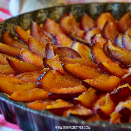 Cannabis Baked Plum Pie with a golden crust, a perfect seasonal choice for cannabis edibles and Stoner Strategie readers