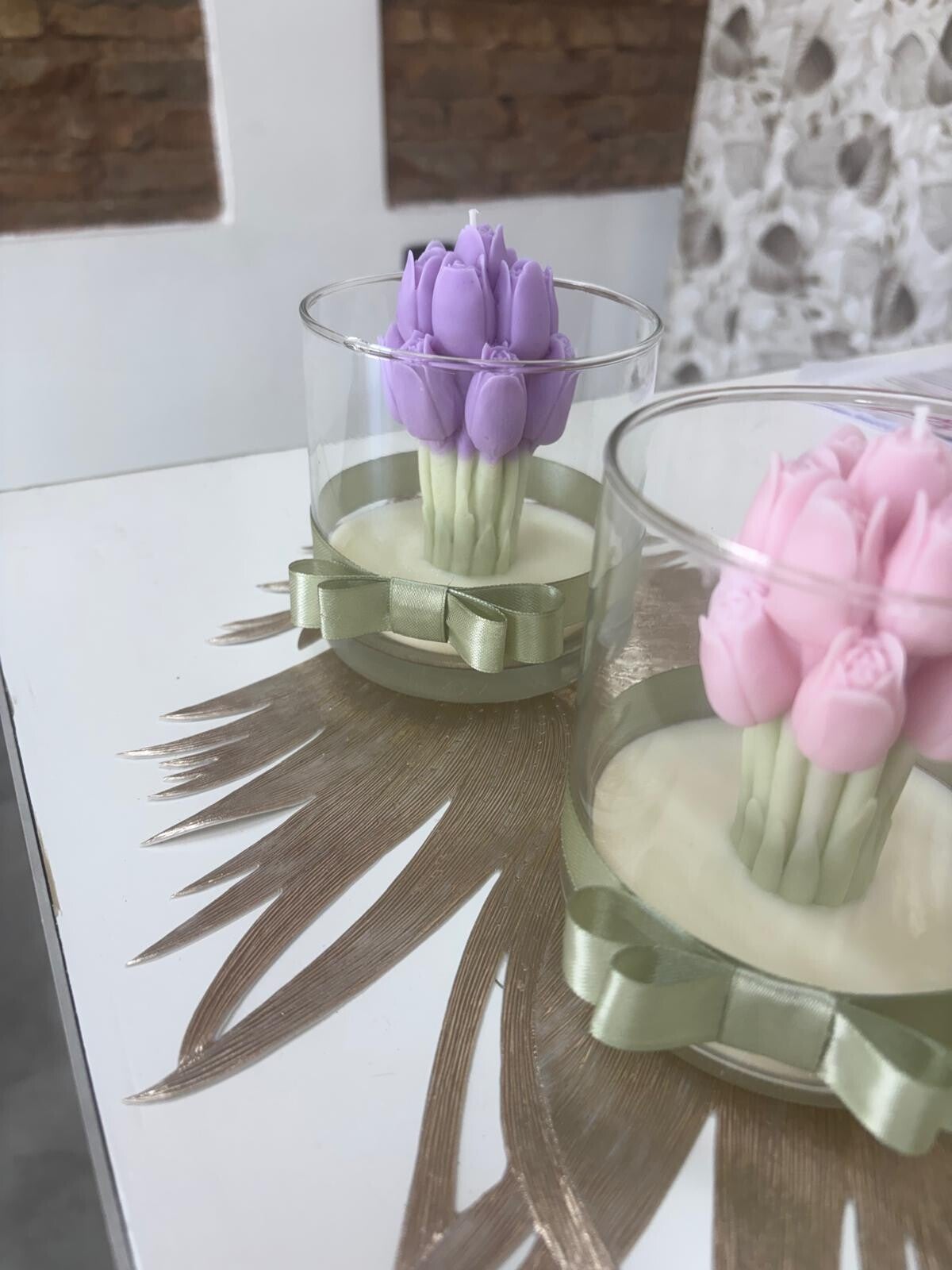 mini bouquet di tulipani in vetro