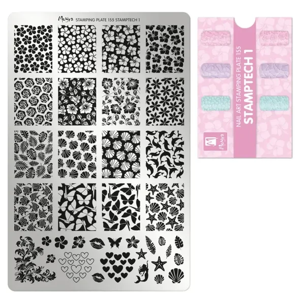 Moyra stempelplaat 155 Stamptech + gratis try-on sheet