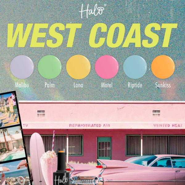 Halo gelpolish West Coast collection + gratis voorgelakte colorpops